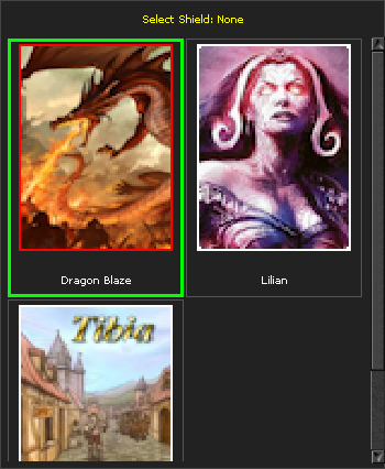 Grelha Select Shield: versos das cartas