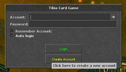 Tela de login: bot&atilde;o Create Account