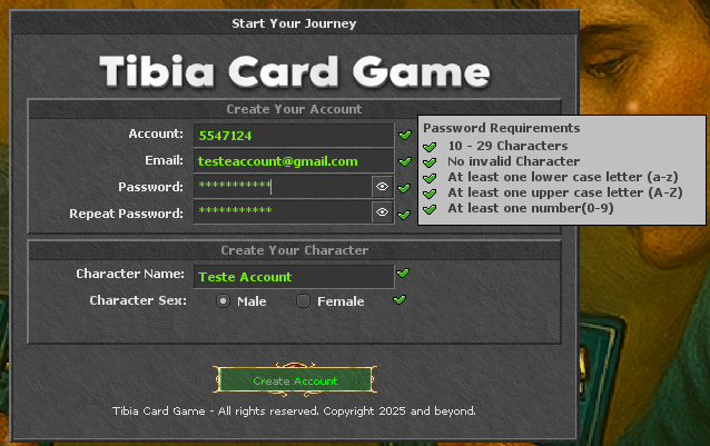 Requisitos de senha no cliente